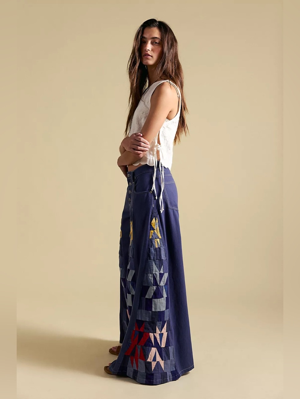 NWT FREE PEOPLE WE THE FREE Kaleidoscope Wide Leg Jeans | Starry Night MSRP $398 - Picture 3 of 8